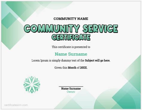 Community Service Certificates for MS Word .